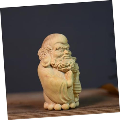 Bodhidharma Wooden Statue Hand-Carved Huangyang Wood Ornament for Zen Decor Meditation Space and Spiritual Home Decoration