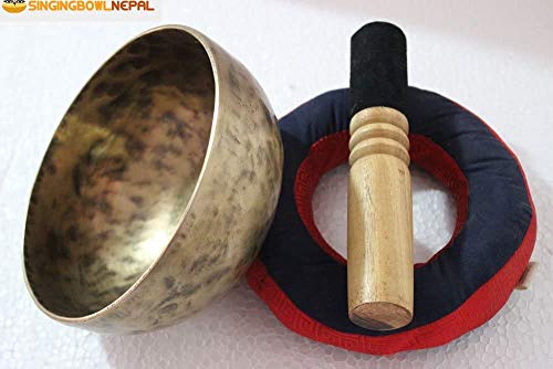 Singing Nepal Solar Plexus Chakra E Note Authentic Hand Hammered Tibetan Meditation Singing Bowl 7 Inches - Yoga Old Bowl