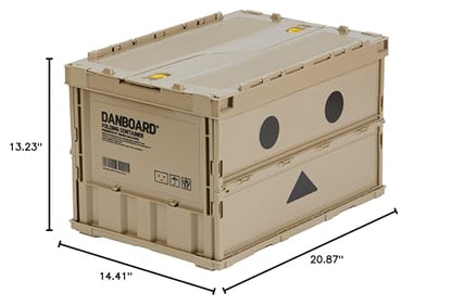 Trusco Nakayama Trusco Dumbo Thin Folding Container, 11.8 gal (50 L) with Locking Lid, Storage Case, Storage Box - color: (a) Sand, style: Locking lid included