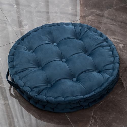 Meditation Floor Cushions, 24 inch Large Floor Pillows Seating for Adults Solid Thick Round Meditation Floor Cushion for Yoga Balcony Living Room Outdoor (Navy Blue) - color: Navy Blue