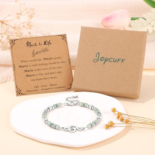 JoycuFF 𝗚𝗶𝗳𝘁𝘀 𝗳𝗼𝗿 𝗪𝗼𝗺𝗲𝗻 𝗠𝗼𝗼𝗻𝘀𝘁𝗼𝗻𝗲 𝗕𝗿𝗮𝗰𝗲𝗹𝗲𝘁 Amazonite Colorful Imperial Jasper Stainless Steel Beads Bracelets, Graduation Christmas Valentines Mothers Day Birthday Gifts - style: Music Gifts for Women