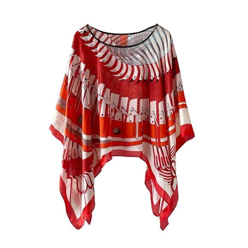 Women's Satin Cover Up Short Poncho Tops Sheer Chiffon Boho Pashmina Shawl Beach Soft Shawl - color: Style28