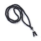 108 Mala Prayer Beads Bracelet 6mm Genuine Gemstone Healing Crystal Stone Beaded Bracelet Buddhist Tibetan Handmade Knotted Elastic Necklace for Yoga Meditation Unisex Women Men - color: Black Lava