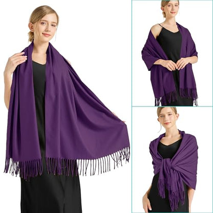 Ciormis Pashmina Scarf for Women, Soft Pashminas Shawls and Wraps for Evening Dresses, Wedding Bride Bridesmaid Shawls Scarf - color: V# Purple