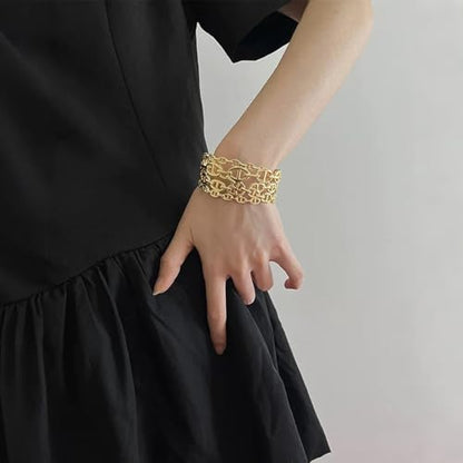 POTESSA 18K Gold Plated Cuff Bracelets Adjustable Dainty Bangle Handemade Jewelry for Women - style: Pig Nose