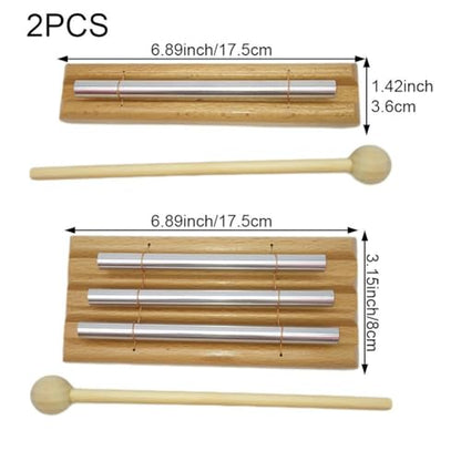 2 Pcs Meditation Chime with Mallet, Three Tone Trio and Single Tone Chime Percussion Instrument Energy Chime for Mindfulness Meditation Relaxation