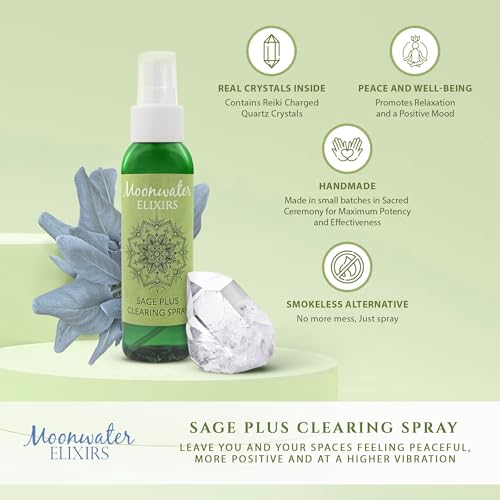 White Sage Smudge Spray for Spiritual Cleansing & Aura Protection, Sage Mist for Cleansing Negative Energy & Protection, Home & Meditation, Clear Quartz Reiki Energized Aromatherapy Room Spray - 4oz - size: 4 Fl Oz (Pack of 1)