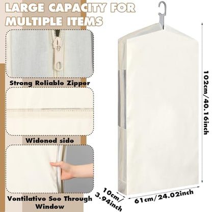 Aliceset 3 Pack Pure Cotton Garment Storage Bag for Hanging Clothes 24 x 40 Inch Breathable Garment Cover Canvas Suit Bags for Closet Storage Short Dresses Suits Gowns - size: 24 x 40 Inch