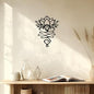 OQUQO Lotus Flower Wall Art, Black Metal Spiritual Home Decor, Meditation Room Sculpture for Living Room, Bedroom, Office (Black)