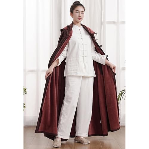 Unisex Meditation Buddhist Cloak Warm Plush Meditation Outerwear Meditation Prayer Outfit Coat Traditional Monk Robe - color: Coffee, size: Small