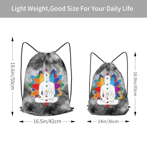 Buddha Chakra Meditation Drawstring Backpack Bag Sport Gym Sackpack for Men Women (Marbling) - size: Small 16.9x14in