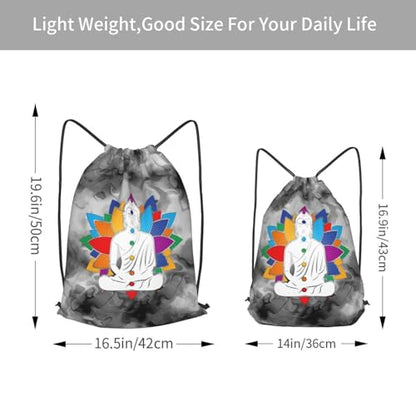 Buddha Chakra Meditation Drawstring Backpack Bag Sport Gym Sackpack for Men Women (Marbling) - size: Small 16.9x14in