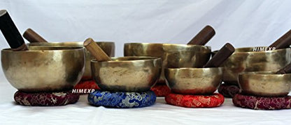 Tibetan old Antique Himalayan 7 Metal Singing Bowls Chakra set