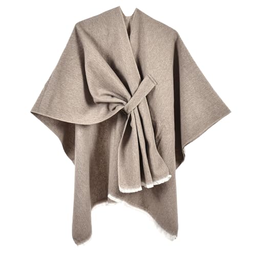 QUIRAI Shawl Wraps for Women, Elegant Pashmina Poncho Shawl for Air Conditioned Rooms,Birthday Gifts for Women Mom Wife - color: Light Khaki