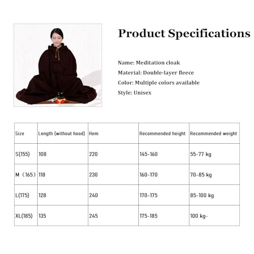 Meditation Clothes, Winter Double-Layer Plush Thickened Meditation Clothes Meditation Clothes Meditation Cloaks - color: Camel Yellow, size: X-Large