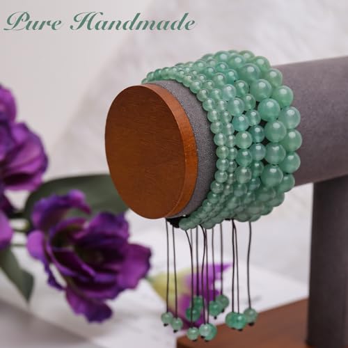 BONNY BOXX Braided Genuine Bracelet, Elegant Handcrafted Natural Gemstone Crystal Bracelet Healing Power Energy Inspirational Gifts with Card for Unisex - color: Green Aventurine, size: 8MM