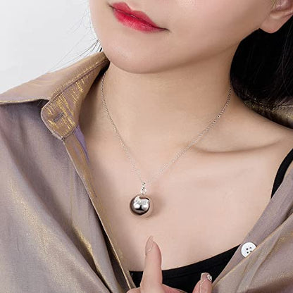 Dankadi 925 Sterling Silver Harmony Ball Necklace Brilliant Chime Bola 20MM Pendant Choker 18" 20" 22" 24" 26" Beads & O-Chain Women Jewelry Gifts For Pet Cats & Dogs (O-chain, 22 inch)