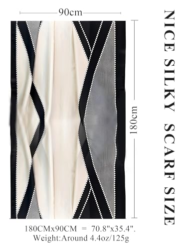 Large Shawl Scarf For Women Lightweight Wraps Silky Headscarf Long Sunscreen Scarfs - color: T14 Black White Diamond Check / 70"x 35"