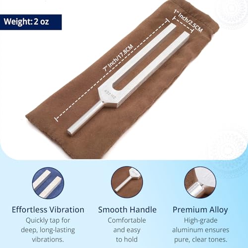 432 Hz Tuning Fork for Healing - Precision-Machined Aluminum Alloy - Made in USA - Healing Tuning Fork, Chakra Healing, Sound Therapy, Reiki, Yoga, Energy Balancing Tools - size: 432 hz