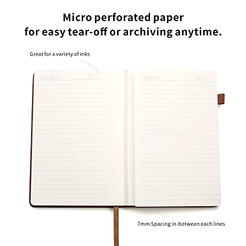 Lined Journal Notebooks with Pen Loop, Hardcover Notebook Journal for Work, 100Gsm Premium Thick Paper with Inner Pocket, Medium 5.7"x8.4", （Brown, Ruled） - color: Brown
