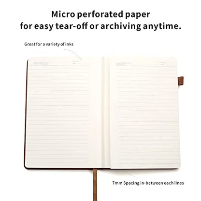 Lined Journal Notebooks with Pen Loop, Hardcover Notebook Journal for Work, 100Gsm Premium Thick Paper with Inner Pocket, Medium 5.7"x8.4", （Brown, Ruled） - color: Brown
