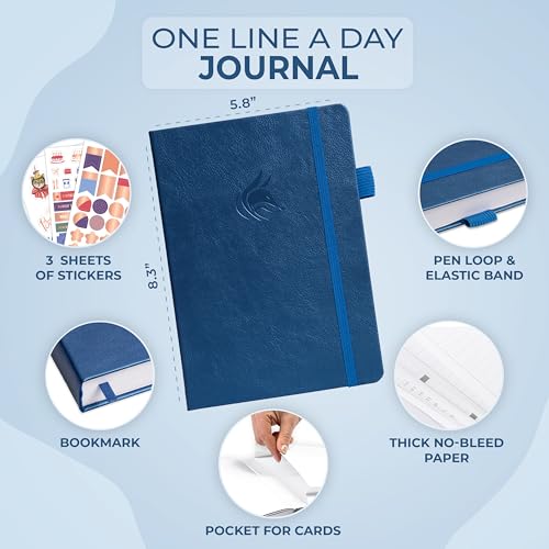 Clever Fox One Line A Day Journal – 5-Year Memory Notebook – Daily Time Capsule Diary for Women & Men –Five-Year Day-by-Day Planner (Mystic Blue) - color: Mystic Blue