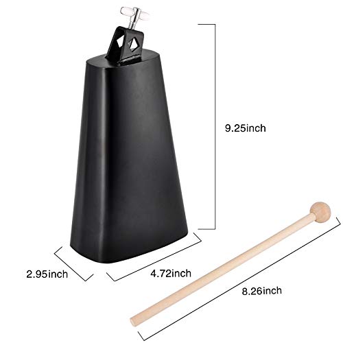 Eastrock 8 inch Metal Steel Cow Bells Noise Makers Hand Percussion Cowbell with Stick for Drum Set - size: 8''