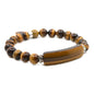 Justinstones Gem Semi Precious Gemstone Love Heart Charm Stretch Beaded Bracelet Unisex - color: Golden Tiger Eye