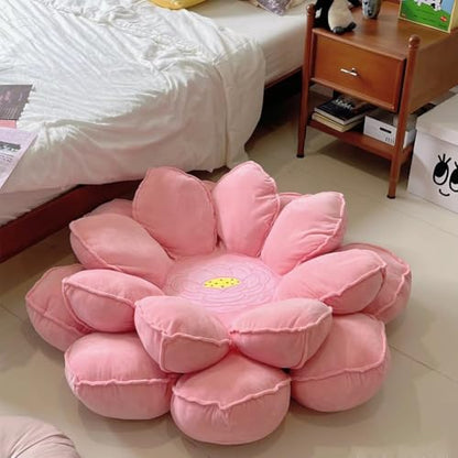 Pink Lotus Large Meditation Pillow Seating for Adults and Yoga Sitting,55inch Faux Velvet Fabric Ultra Thick Fill Plush Floor Pillow for Office Living Room(Pink,110cm/43inch)