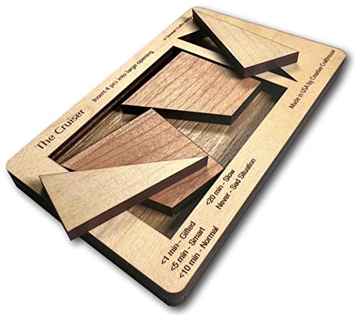 for Puzzle Lovers - The Cruiser - 4 Piece Wooden Brain Teaser - Hard to Buy for Gifts - Made in USA - style: The Cruiser
