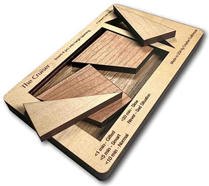for Puzzle Lovers - The Cruiser - 4 Piece Wooden Brain Teaser - Hard to Buy for Gifts - Made in USA - style: The Cruiser