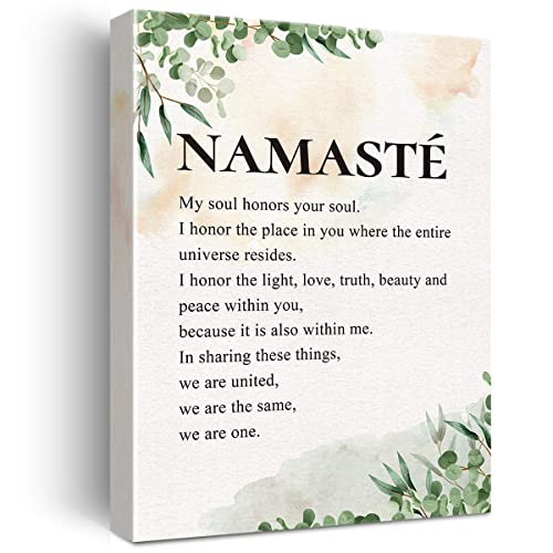 YeleY Inspirational Namaste Definition Print Yoga Namaste Paintings Canvas Wall Art Meditation Poster Artwork Ready to Hang Modern Home Office Decor Graduation Gift