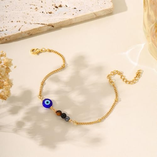 Triple Threat Protection Bracelet for Women,Evil Eye Natural Healing Crystal Beaded Bracelet for Protection - style: Triple Threat Bracelets (Link)