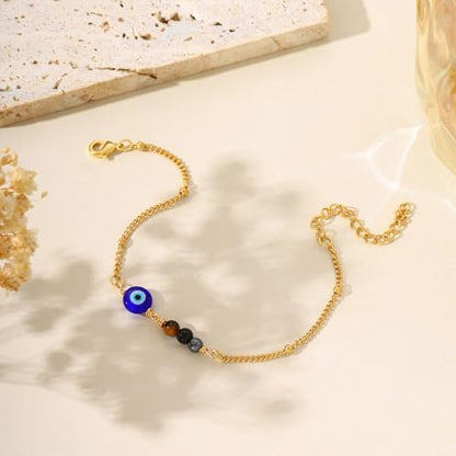Triple Threat Protection Bracelet for Women,Evil Eye Natural Healing Crystal Beaded Bracelet for Protection - style: Triple Threat Bracelets (Link)