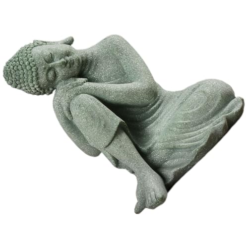 Buddha Statue for Zen Garden Decor and Spaces - Stone Sculpture with Serene Sitting - color: Contemplative Buddha, size: 7.5x6x10 cm