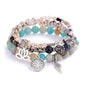 Tree of Life Yoga Healing Stone Bracelets,Multilayer Lotus Chakra Stone Reiki Bracelet Sets,Anxiety Crystal Natural Stone,for Women Stress Relief - style: Black dragon agate + amazonite