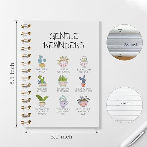 WFSM Daily Affirmations Notebook - Inspirational Journal, Mental Health Notebook, Positive Gifts Hardcover Spiral Notebook, Inspiring Quotes Journal for Women, 5.5x8.3 Inches