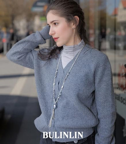 BULINLIN Boho Beaded Long Necklaces for Women Chunky Bead Pendant Necklace with Crystal Tassel Costume Jewelry Gifts for Her - color: Silver