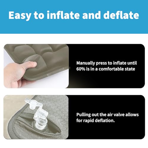 Travel Cushion, 3D Inflatable Airplane Seat Cushion, Car Portable Breathable Comfort Cushion,Office Wheelchair Pad, Camping Seat Mat (Khaki-36) - color: Khaki-36