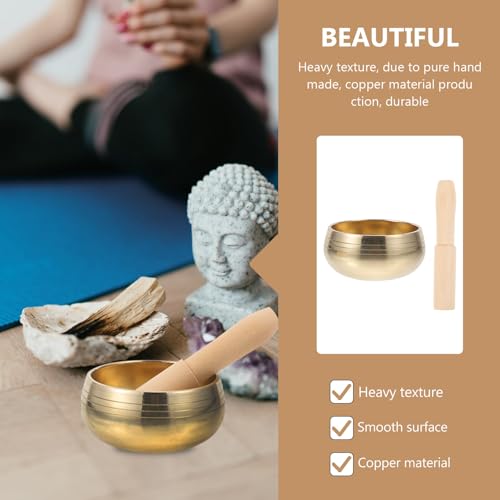 FRCOLOR Handmade Tibetan Singing Bowl with Mallet for Meditation and Yoga Relaxation Sound Bowl for Mindfulness Stress Relief Meaningful Present for Men and Women