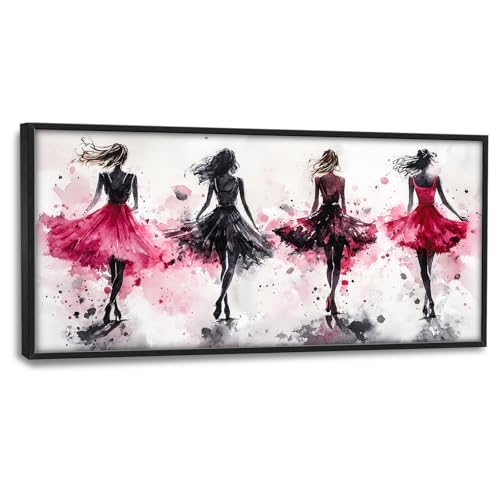 Fashion Woman Large Wall Art Watercolor Girl Pictures Wall Decor Pink Canvas Female Print Painting Modern Artwork Home Decoration for Living Room Bathroom Bedroom Office Framed 60"x30" - color: Girls, size: 60"L x 30"W