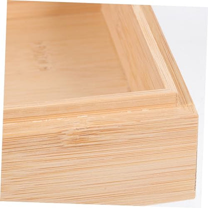 Holibanna 1pc Square Wooden Desktop Storage Box Lid Natural Organizer for Sundries Jewelry and Items and Portable Home Storage