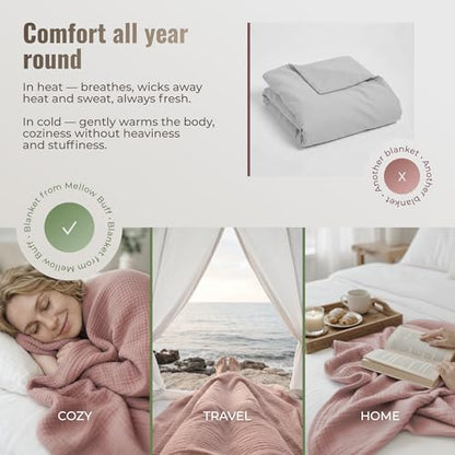 4-Layer Muslin Cotton Queen Bed Blanket (90 x 90 inches) – Ultra Soft Breathable Gauze, Lightweight All-Season Cozy Blanket, Machine Washable – Pink - color: Pink, size: Queen (90 x 90 inches)