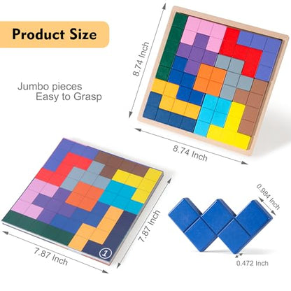 Dementia Products for Elderly, Wooden Tiles Matching Game with 40 Templates, Dementia Activities for Seniors, Easy Memory Games for Alzheimer's, Large Puzzle Pattern Blocks