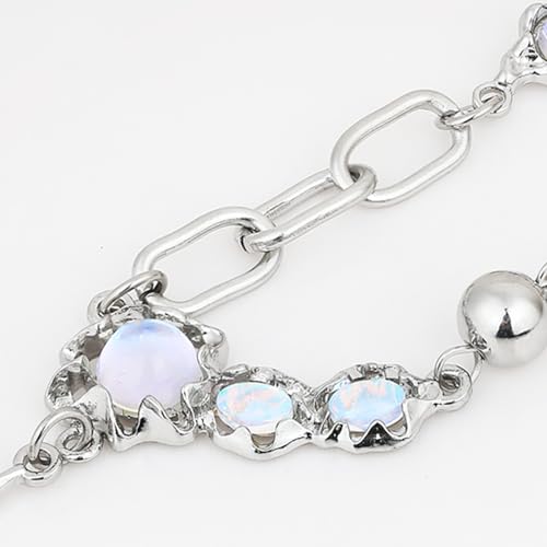 Y2k Irregular Necklace Star Pendant Moonlight Stone Fashion Collar Chain Design Spicy Silver Jewelry for Women - color: Style2