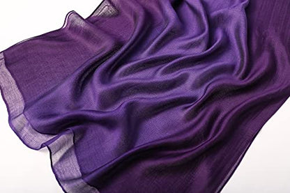 WINCESS.YU Women Gradient Scarf Long Shawls and Wraps Fashion Plain Pashmina Formal Scarf - color: Purple Gradient
