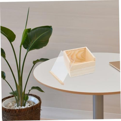Mikikit 3 Pieces Acrylic Sliding Lid Storage Boxes, Wooden Jewelry and Trinket Organizer, 15x15x8cm Sundries Case for Personal and Everyday Use