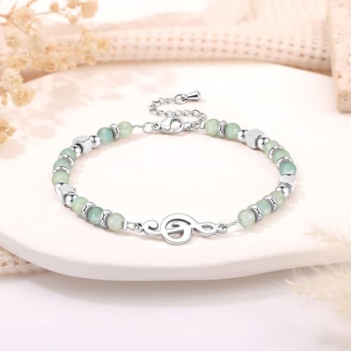JoycuFF 𝗚𝗶𝗳𝘁𝘀 𝗳𝗼𝗿 𝗪𝗼𝗺𝗲𝗻 𝗠𝗼𝗼𝗻𝘀𝘁𝗼𝗻𝗲 𝗕𝗿𝗮𝗰𝗲𝗹𝗲𝘁 Amazonite Colorful Imperial Jasper Stainless Steel Beads Bracelets, Graduation Christmas Valentines Mothers Day Birthday Gifts - style: Music Gifts for Women