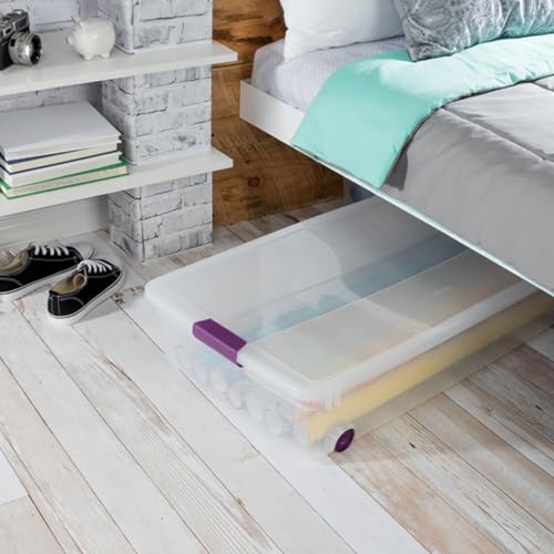 Sterilite 12-Pack ClearView Latch Box, Wheeled Underbed Organizer Bins for Home, 60 Quart - size: 12 Pack, style: 60 Quart