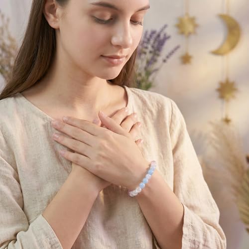 Bivei Protection Bracelet, Strength Crystal Healing Bracelet 8MM - Spiritual Stretch Beaded Jewelry for Women Men Gift - color: Love